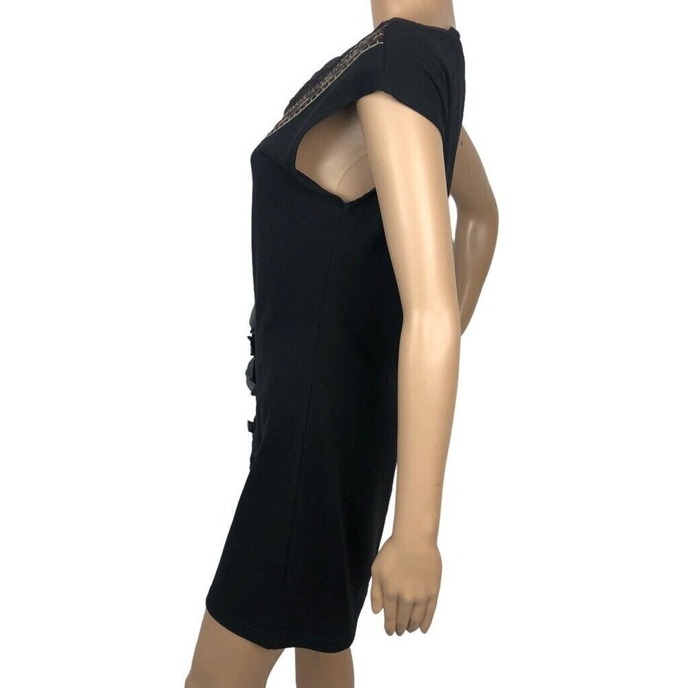 Lulumari Boho Embroidered Shift Dress Size M Floral Sleeveless Mini Black Artsy - Picture 5 of 10